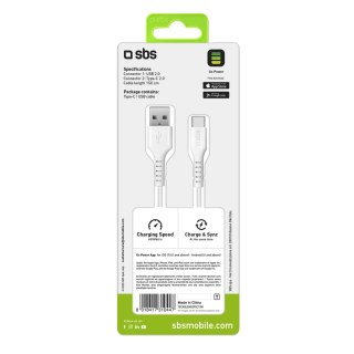 Kabel przewód USB-A - USB-C 1.5m - biały SBS