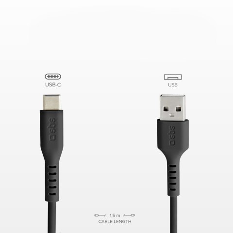 Kabel przewód USB-A - USB-C 1.5m - czarny SBS