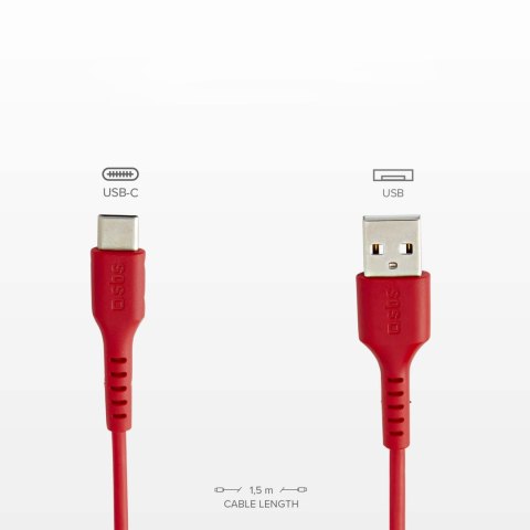Kabel przewód USB-A - USB-C 1.5m - czerwony SBS