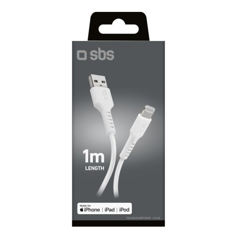 Kabel przewód USB-A - iPhone Lightning - biały SBS