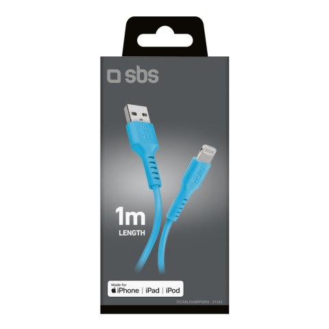 Kabel przewód USB-A - iPhone Lightning - niebieski SBS