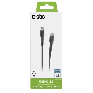 Kabel przewód USB-C - USB-C 3m - czarny SBS