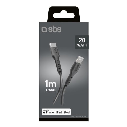 Kabel przewód USB-C - iPhone Lightning 1m - czarny SBS
