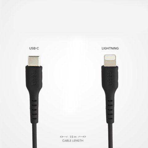 Kabel przewód USB-C - iPhone Lightning 1m - czarny SBS