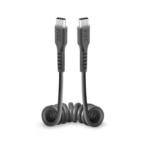 Kabel przewód spiralny USB-C 0.5m - czarny SBS