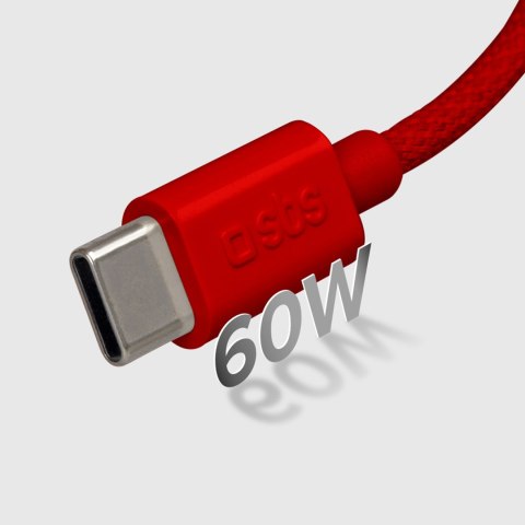 Kabel przewód w oplocie USB-C 60 W 1.5m - czerwony SBS