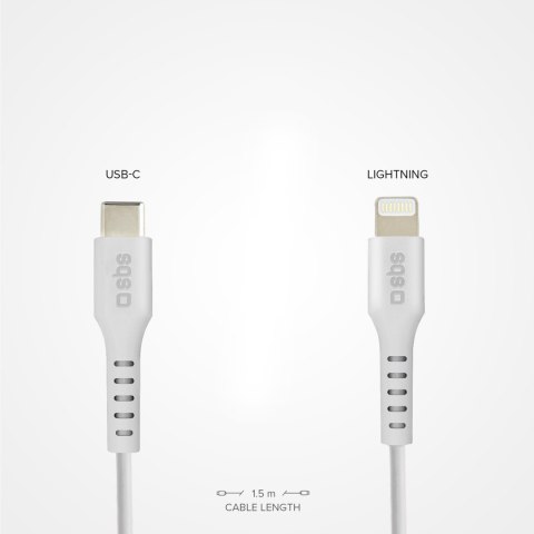 Kabel przewód z certyfikatem MFi USB-C - iPhone Lightning 1m - biały SBS