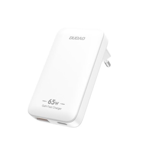 Ładowarka sieciowa podróżna ultracienka GaN 65W USB-A USB-C PD EU / US - biała DUDAO
