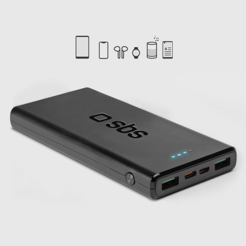 Powerbank 10000 mAh Power Delivery 20W - czarny SBS