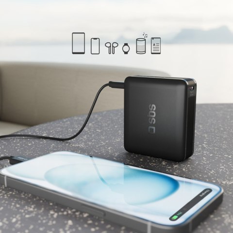 Powerbank 10000 mAh Power Delivery - czarny SBS