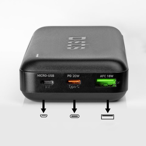 Powerbank 20000 mAh PD USB-C USB-A Micro-USB 20W - czarny SBS