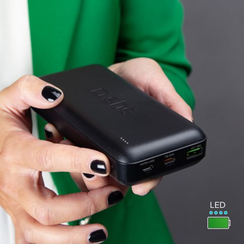 Powerbank 20000 mAh PD USB-C USB-A Micro-USB 20W - czarny SBS
