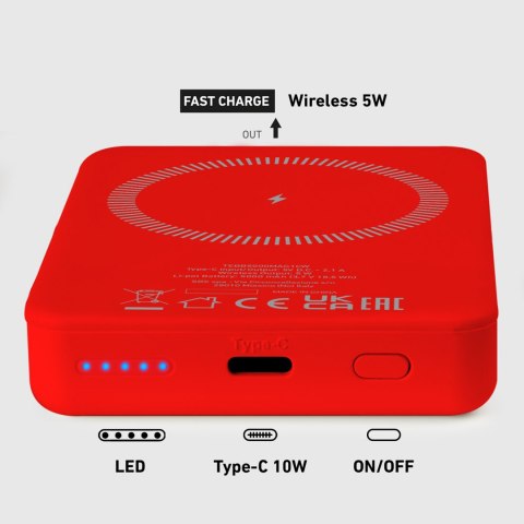 Powerbank 5000 mAh MagSafe - czerwony SBS