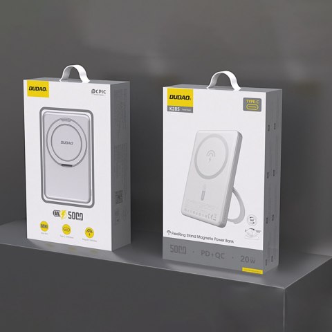 Powerbank z MagSafe i podstawką 20W PD 5000mAh - srebrny DUDAO
