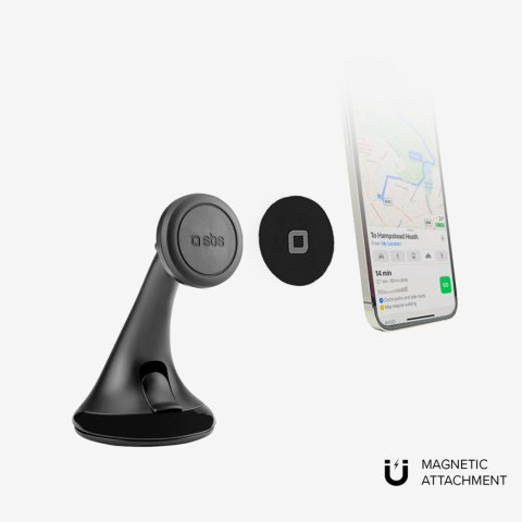 Uchwyt magnetyczny na smartfona MagSafe na deskę rodzielczą szybę - czarny SBS