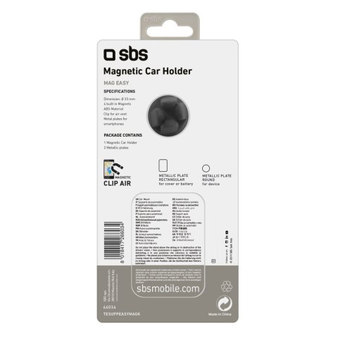 Uchwyt samochodowy magnetyczny do smartfona śr. 33 mm na kratkę nawiewu - czarny SBS