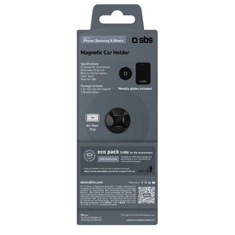 Uchwyt samochodowy magnetyczny na smartfona śr. 36 mm na kratkę nawiewu - czarny SBS