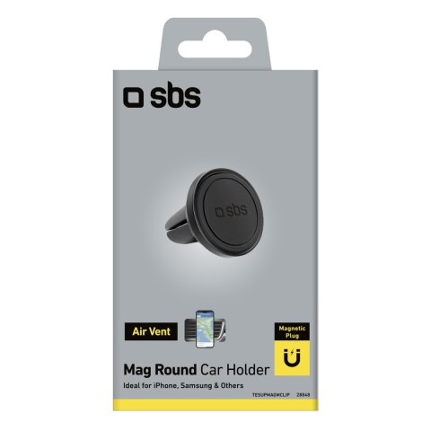 Uchwyt samochodowy magnetyczny na smartfona śr. 40 mm na kratkę nawiewu - czarny SBS