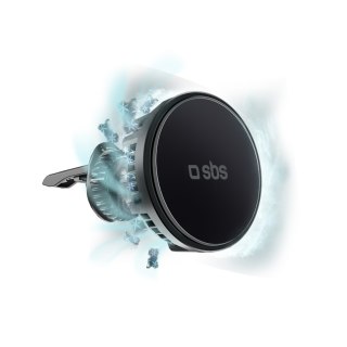 Uchwyt samochodowy na smartfona z ładowarką indukcyjną na kratkę z chłodzeniem - czarny SBS