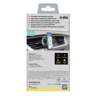 Uchwyt samochodowy na smartfona z ładowarką indukcyjną na kratkę z chłodzeniem - czarny SBS