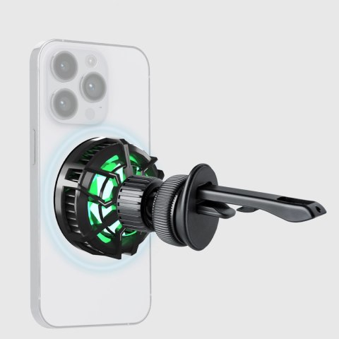 Uchwyt samochodowy na smartfona z ładowarką indukcyjną na kratkę z chłodzeniem - czarny SBS