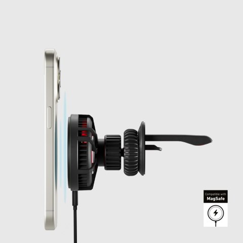 Uchwyt samochodowy na smartfona z ładowarką indukcyjną na kratkę z chłodzeniem - czarny SBS