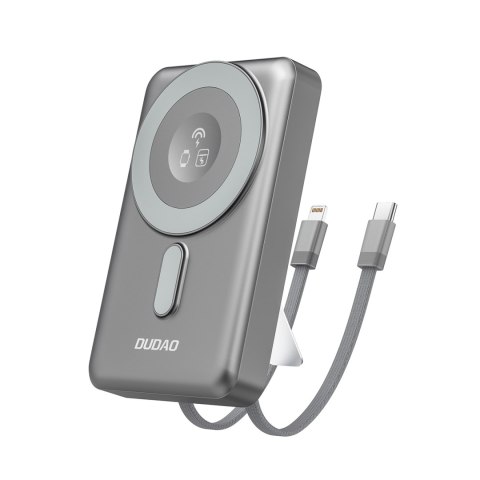 Powerbank K29 10000mAh MagSafe metalowa obudowa podstawka kable USB-C iPhone Lightning PD 20W - szary DUDAO