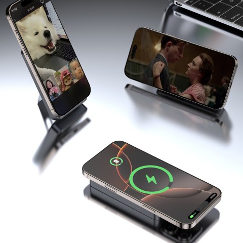 Powerbank K29 10000mAh MagSafe metalowa obudowa podstawka kable USB-C iPhone Lightning PD 20W - szary DUDAO