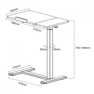 Mobilne biurko/stand na laptop MC-120B, 76-109cm Maclean