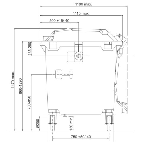 Kontener do zbiórki odpadów i śmieci komunalnych ATESTY Europlast Austria - zielony 1100L Europlast Austria