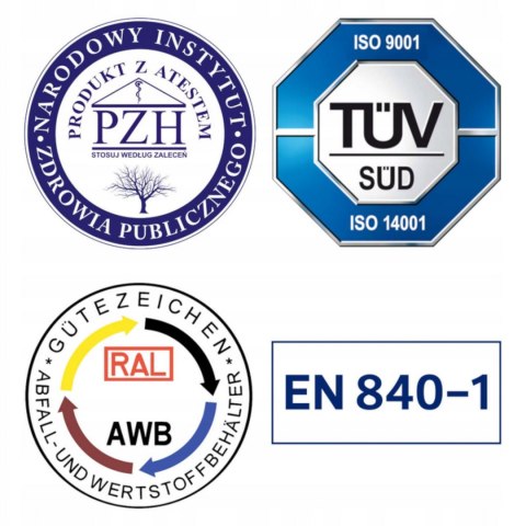 Pojemnik kubeł na odpady i śmieci ATESTY Europlast Austria - czarny 240L Europlast Austria