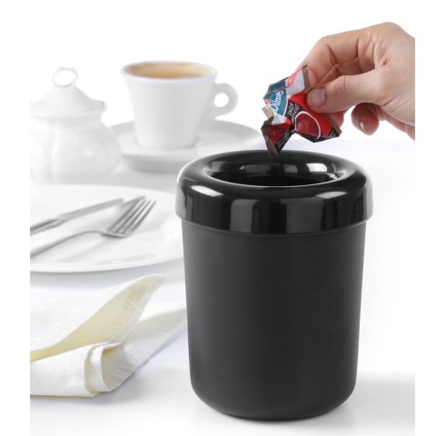 Śmietniczka stołowa lub pojemnik na sztućce z tworzywa czarny śr. 130mm - Hendi 421574 Hendi