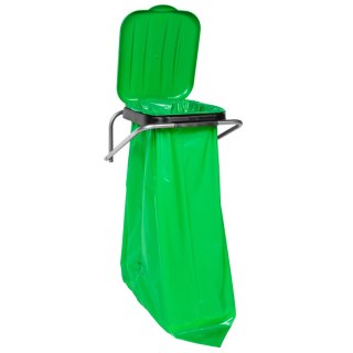 Uchwyt ścienny wiszący do segregacji śmieci zielony - worki 120L GSG24