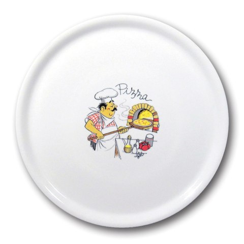 Wytrzymały talerz do pizzy z porcelany Speciale dekorowany 330mm - zestaw 6szt. Hendi