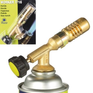 Palnik gazowy na kartusze PB z zaworem 7/16'' WORKER 1,8kW MEVA