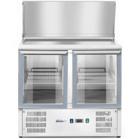 Stół chłodniczy sałatkowy 2-drzwiowy przeszklony z pokrywą na 2x GN1/1 3x GN1/6 247 l - Hendi 236246 ARKTIC