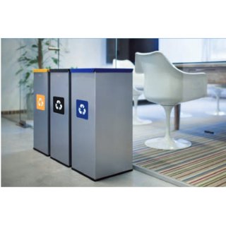 Metalowy kosz do segregacji śmieci 30x30x70cm 60L SZKŁO - pokrywa zielona GSG24