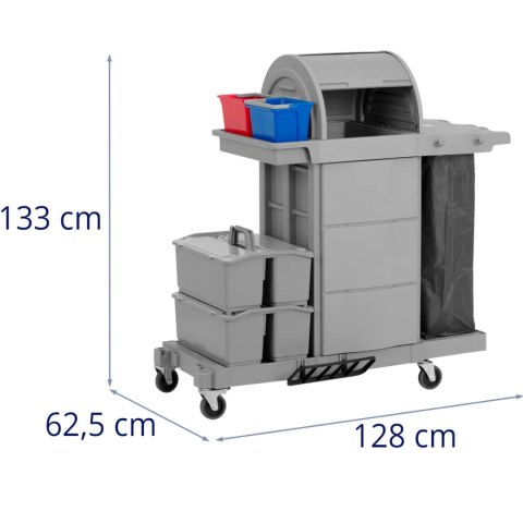 Wózek hotelowy do sprzątania ze schowkiem i workiem 2 wiadrami 128 x 62.5 x 133 cm Ulsonix