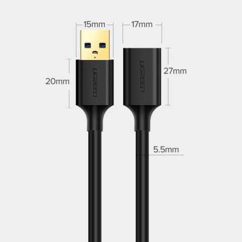 Przedłużacz kabla przewodu USB 3.0 3m czarny UGREEN