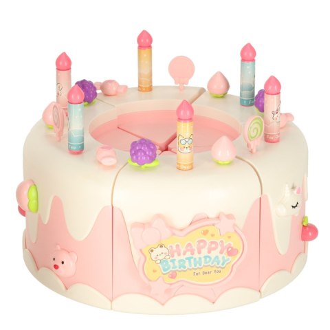 Tort urodzinowy piętrowy do krojenia na rzepy muzyka światła kuchnia 16 elementów różowy Kik Sp. z o. o. Sp. k.