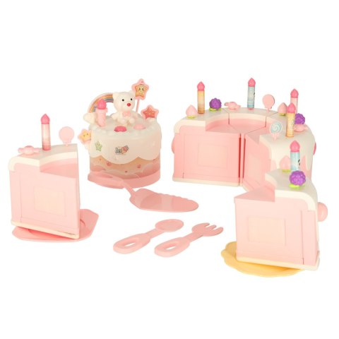 Tort urodzinowy piętrowy do krojenia na rzepy muzyka światła kuchnia 16 elementów różowy Kik Sp. z o. o. Sp. k.