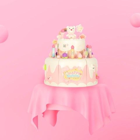 Tort urodzinowy piętrowy do krojenia na rzepy muzyka światła kuchnia 16 elementów różowy Kik Sp. z o. o. Sp. k.