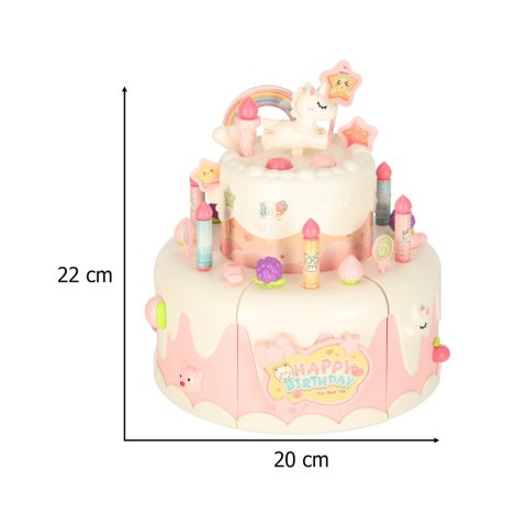 Tort urodzinowy piętrowy do krojenia na rzepy muzyka światła kuchnia 16 elementów różowy Kik Sp. z o. o. Sp. k.
