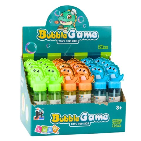 Bańki Mydlane Dinozaur 3 Otwory Do Baniek Mix Kolorów 30ml LEAN TOYS