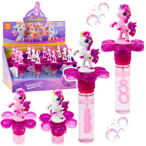 Bańki Mydlane Jednorożec Obrotowy Kwiatek Światło LED 20cm Mix LEAN TOYS