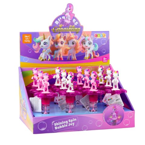 Bańki Mydlane Jednorożec Obrotowy Kwiatek Światło LED 20cm Mix LEAN TOYS