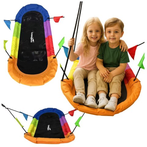 Huśtawka Ogrodowa Bocianie Gniazdo Prostokątna Kolorowa 167 x 75cm LEAN Sport