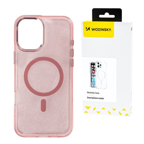 Etui ochronne na Samsung Galaxy S25 Glitter Case z Mag Safe - różowe z brokatem WOZINSKY