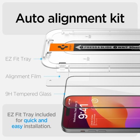 Szkło hartowane ochronne na iPhone 15 Plus Glas.tR EZ Fit FC - czarne 2 szt. SPIGEN
