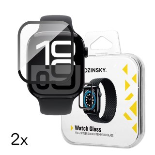 Szkło hartowane z czarną ramką do Apple Watch 42mm Full Glue - 2 szt. WOZINSKY